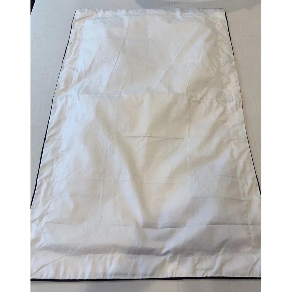 Ralph Lauren King Sham White Windowpane Check Black Piping Cotton Sateen Bedding